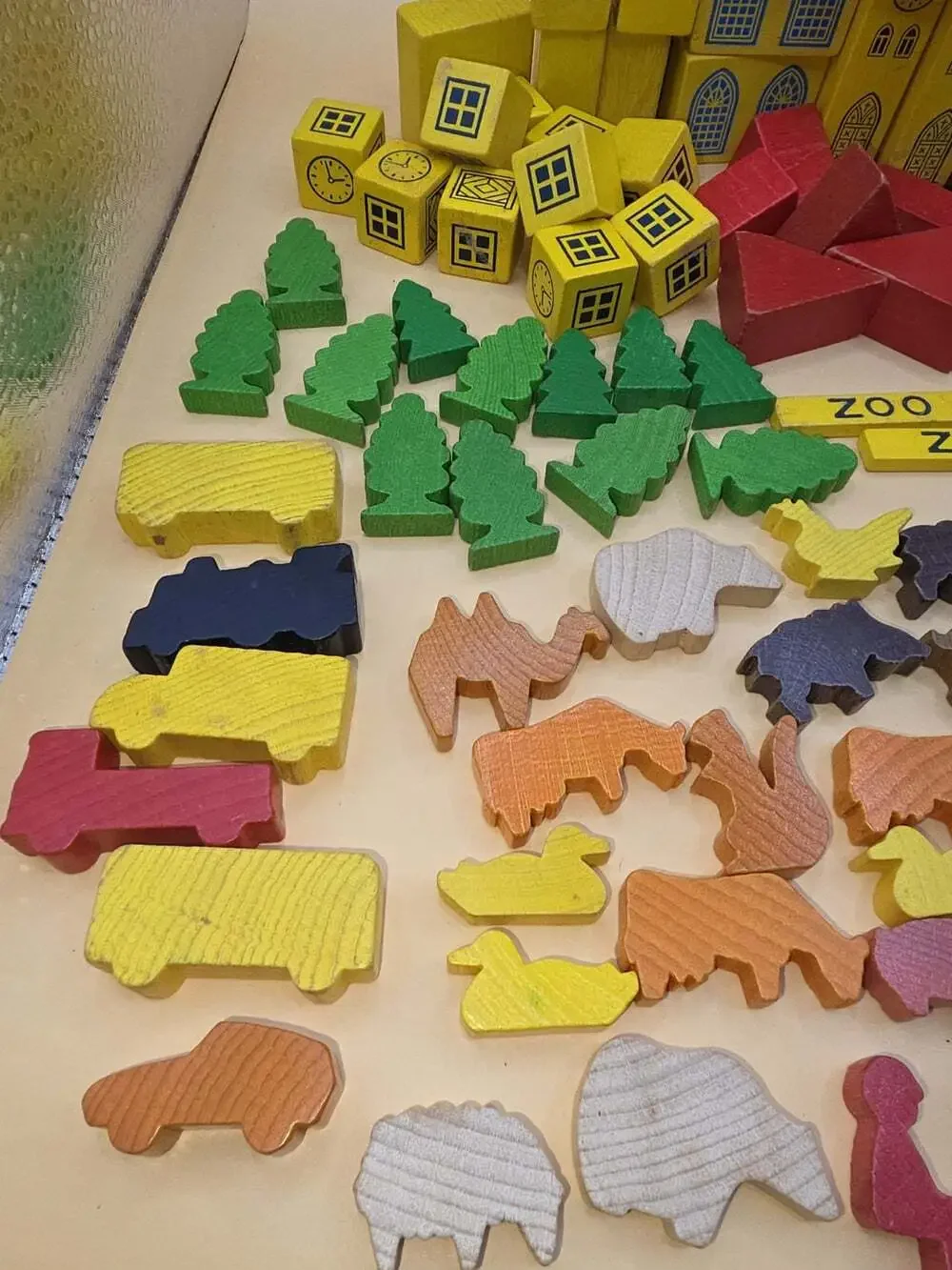 Vintage Lorenz Spiel Welt West Germany Wood Blocks Zoo Farm Animals People